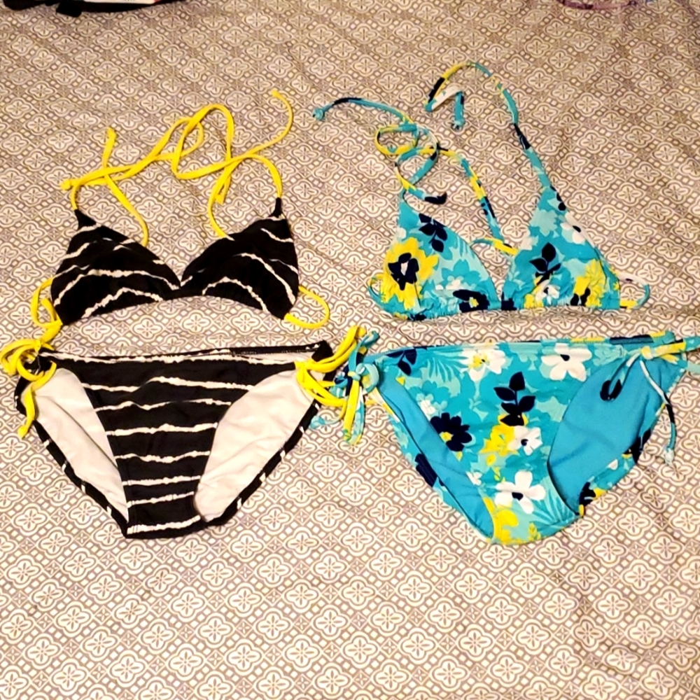 Two Old Navy tie bikinis. Small top, medium bottoms